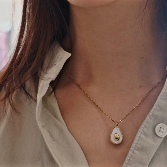 18k Gold Plated Titanium Avocado Necklace - Picture 1 of 5